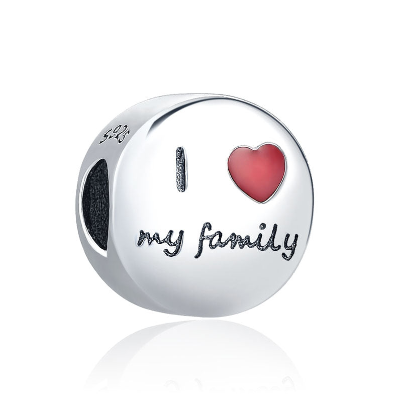 Round I Love My Family Charm