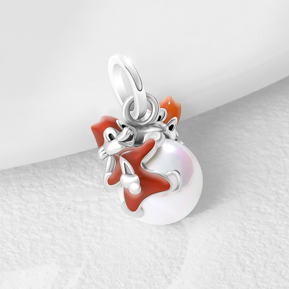Squirrel Holding Pearls Charm