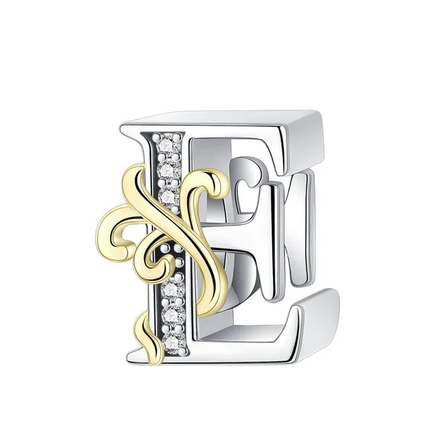 Gold Edge Letter E Charm