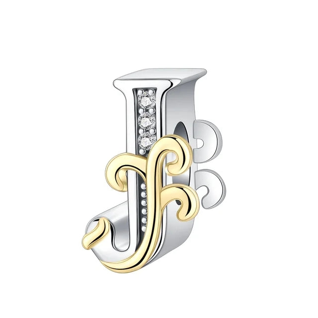 Gold Edge Letter J Charm