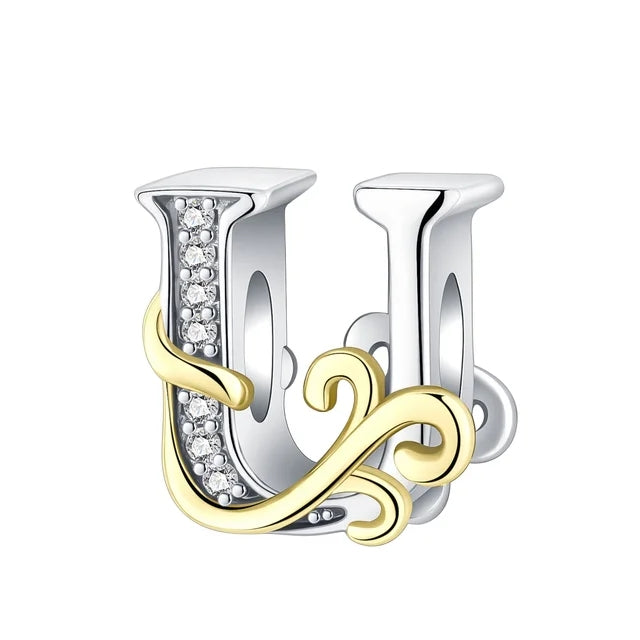 Gold Edge Letter U Charm