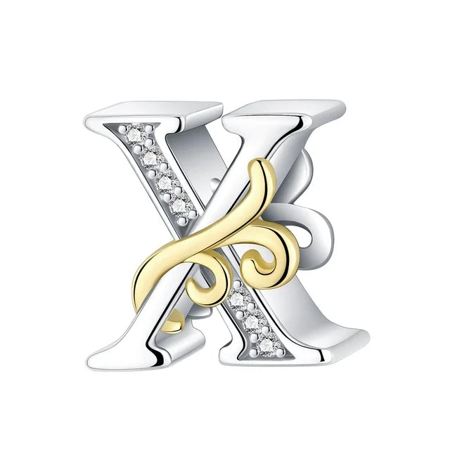 Gold Edge Letter X Charm