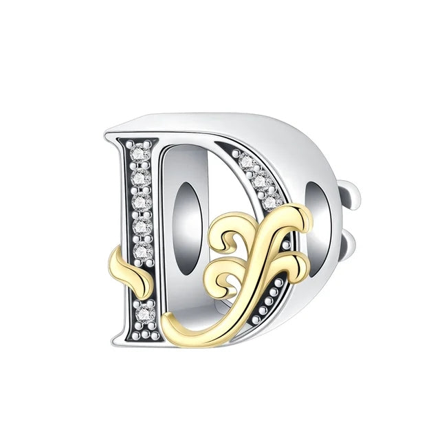 Gold Edge Letter D Charm