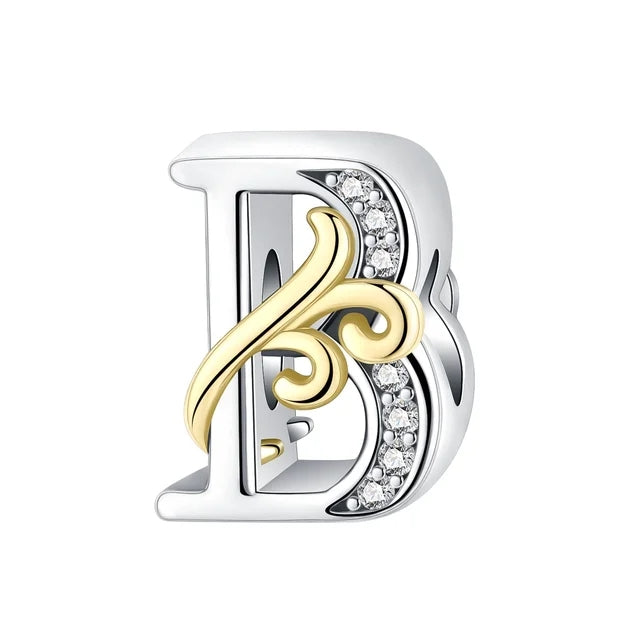 Gold Edge Letter B Charm
