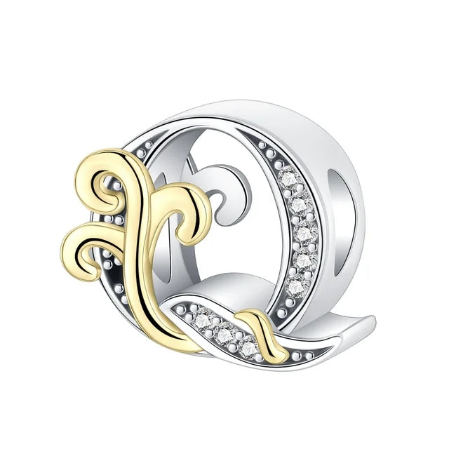 Gold Edge Letter Q Charm