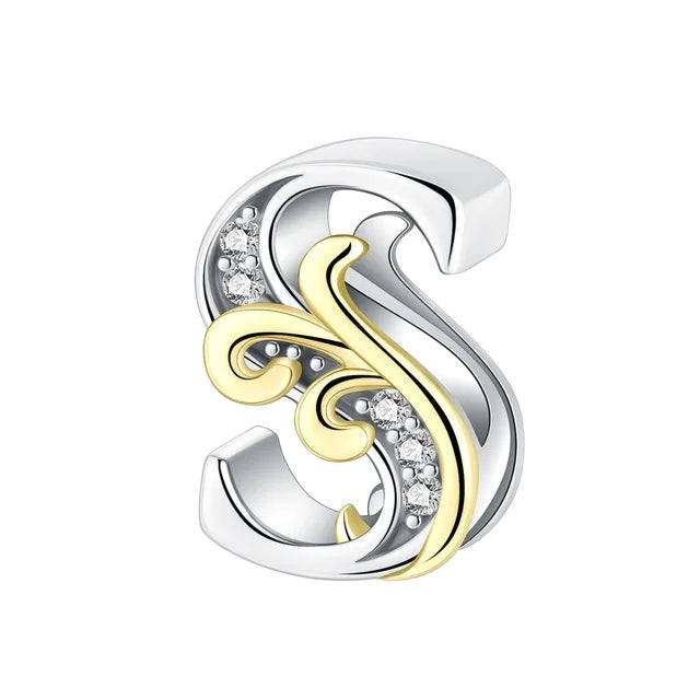 Gold Edge Letter S Charm
