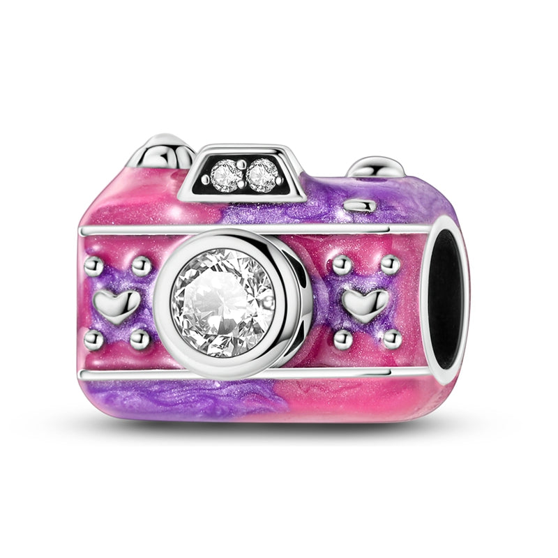 Glazed Pink Purple Camera Charm