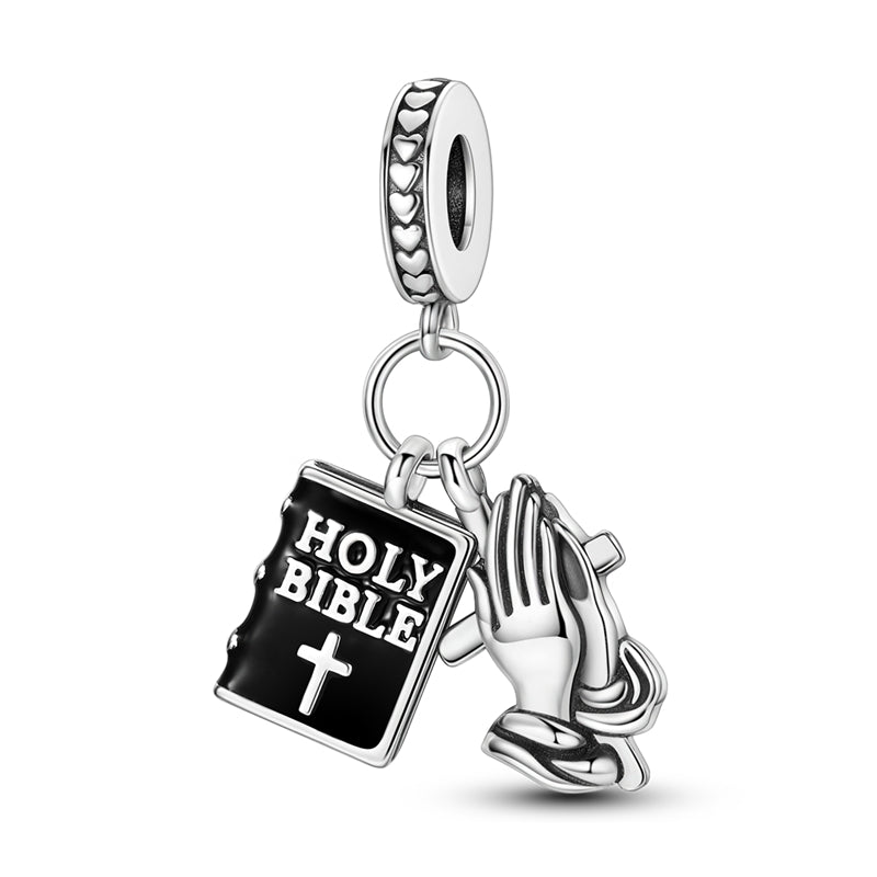 Bible and Praying Hands Charm