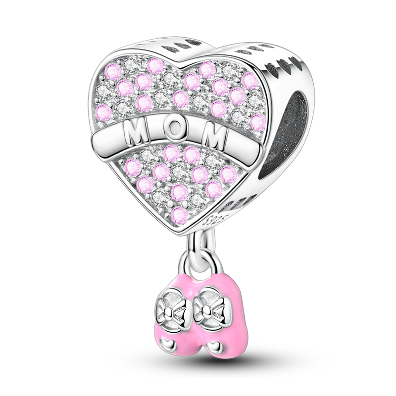 Mother's Day Bright Pink Heart Children's Shoes Charm