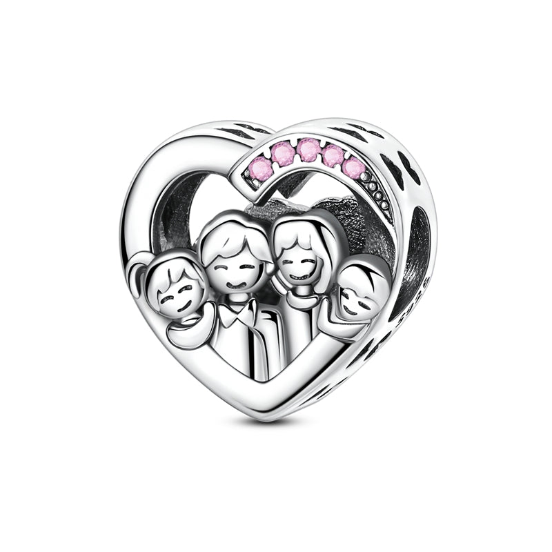 Heart-Shaped Family Photo Charm