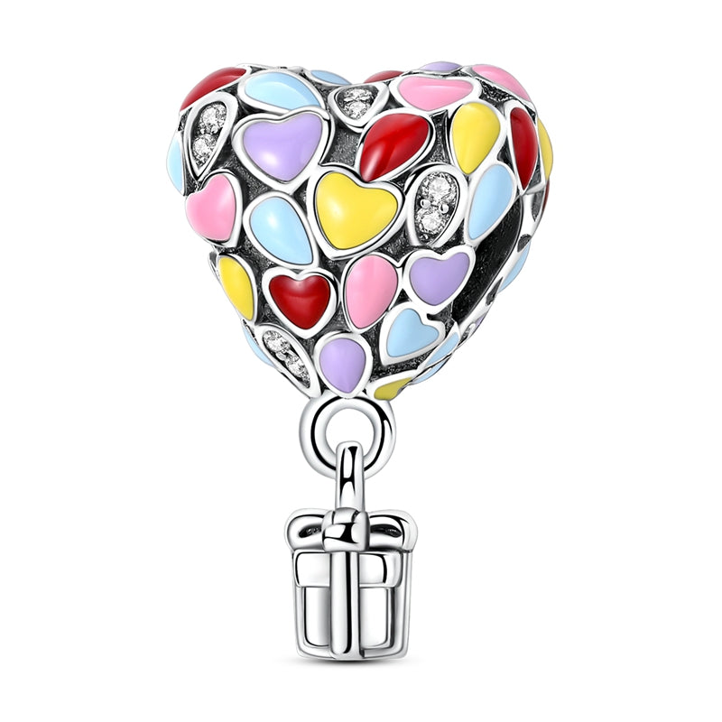 Heart-Shaped Colorful Balloon Gift Box Charm