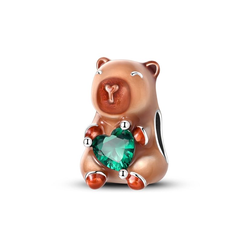 Capybara Heart Charm