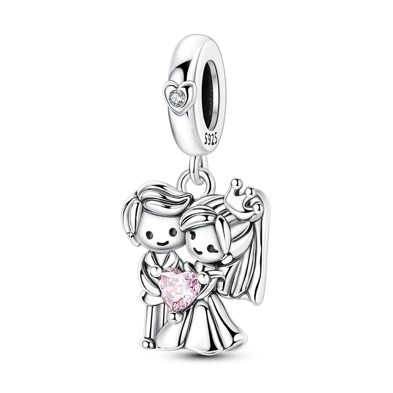 Valentine's Day Bride and Groom Holding Heart Charm