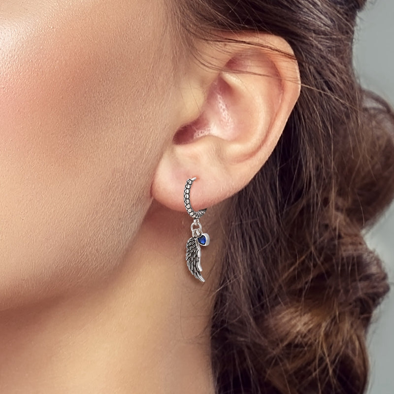 Wing Heart Snake Bone Pattern Earrings