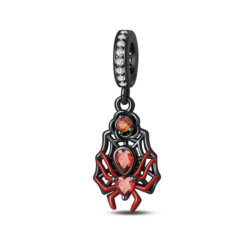 Black Rose Spider Charm