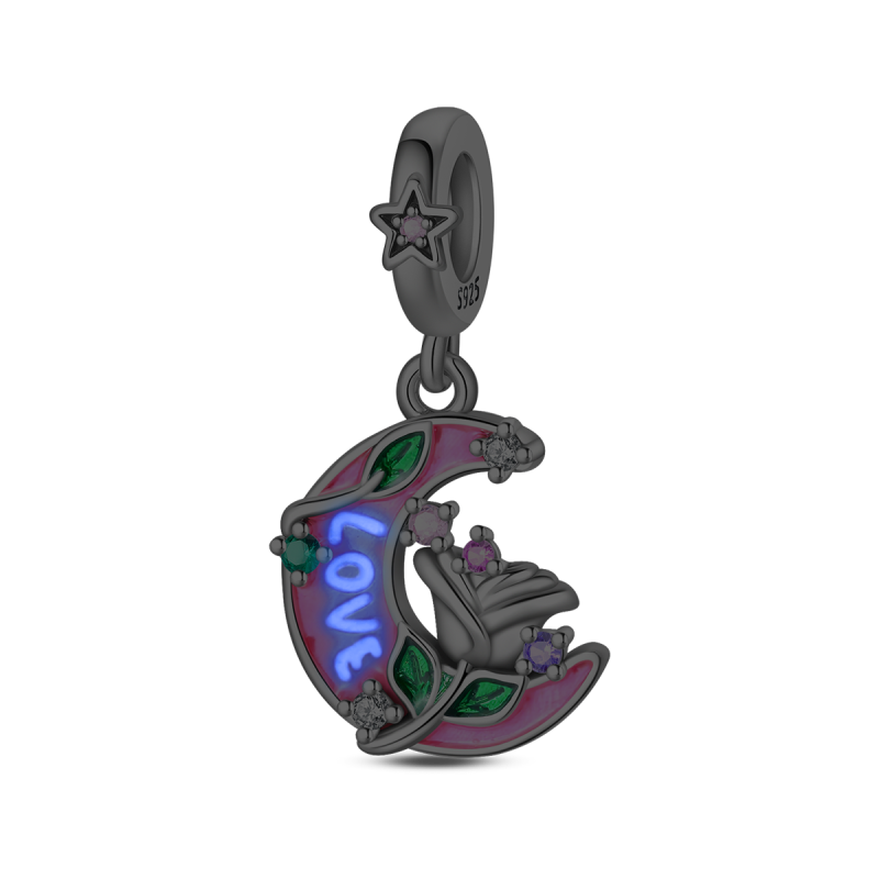 Luminous Moon Rose Charm