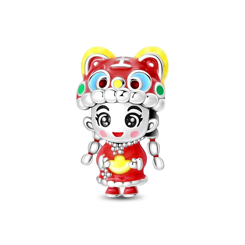 Chinese New Year Tiger Head Hat for Girls with Charm