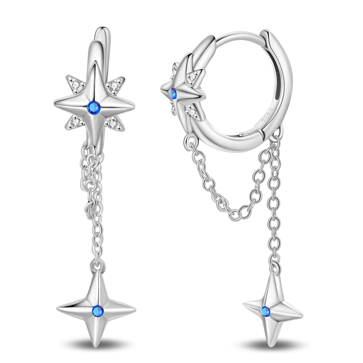 Eight-Pointed Star Tassel Earrings