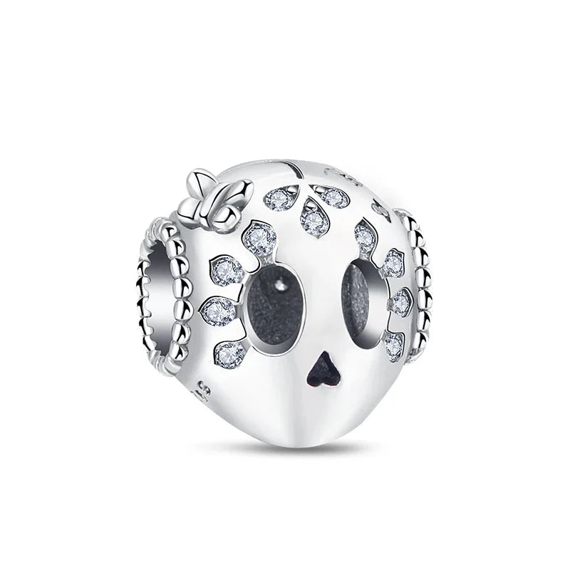 Halloween Silver Skull Charm