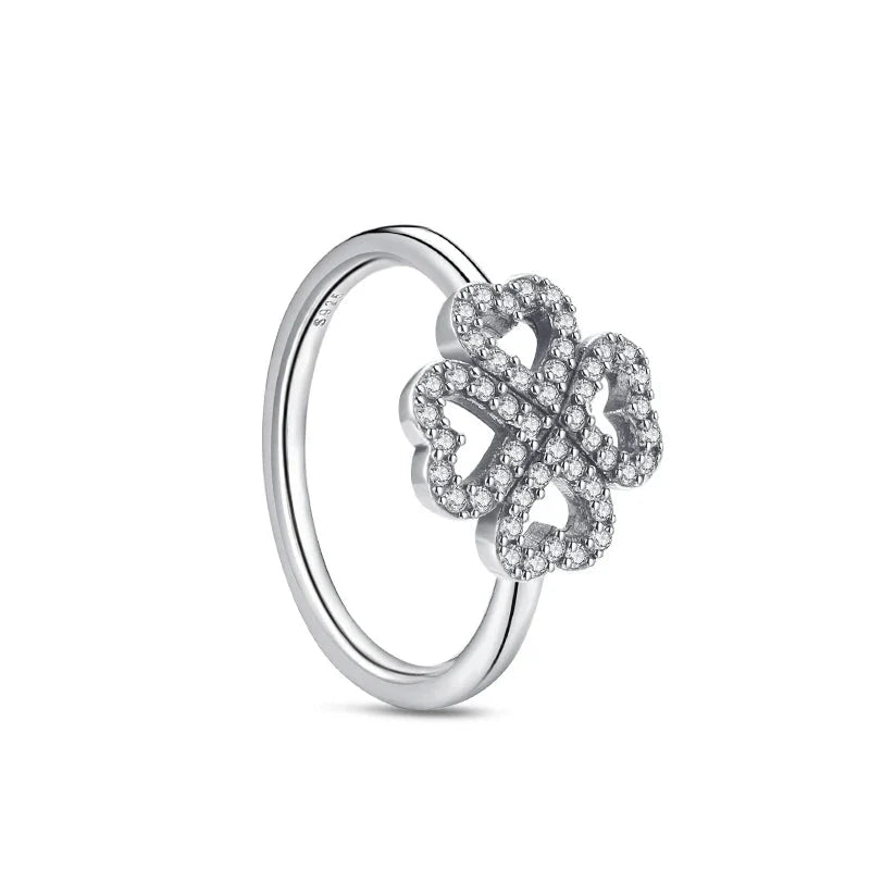 Crystal Clover Sterling Ring