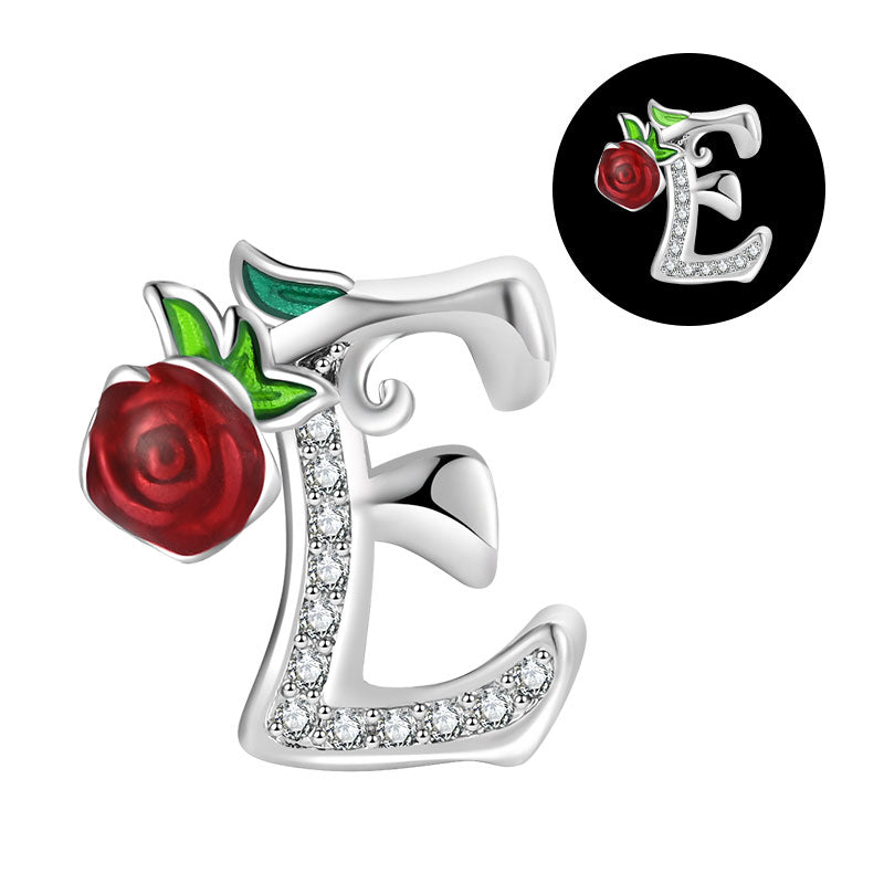 Luminous Rose Letter E Charm
