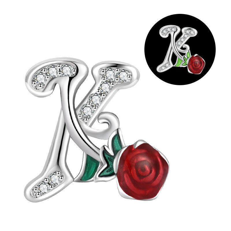 Luminous Rose Letter K Charm