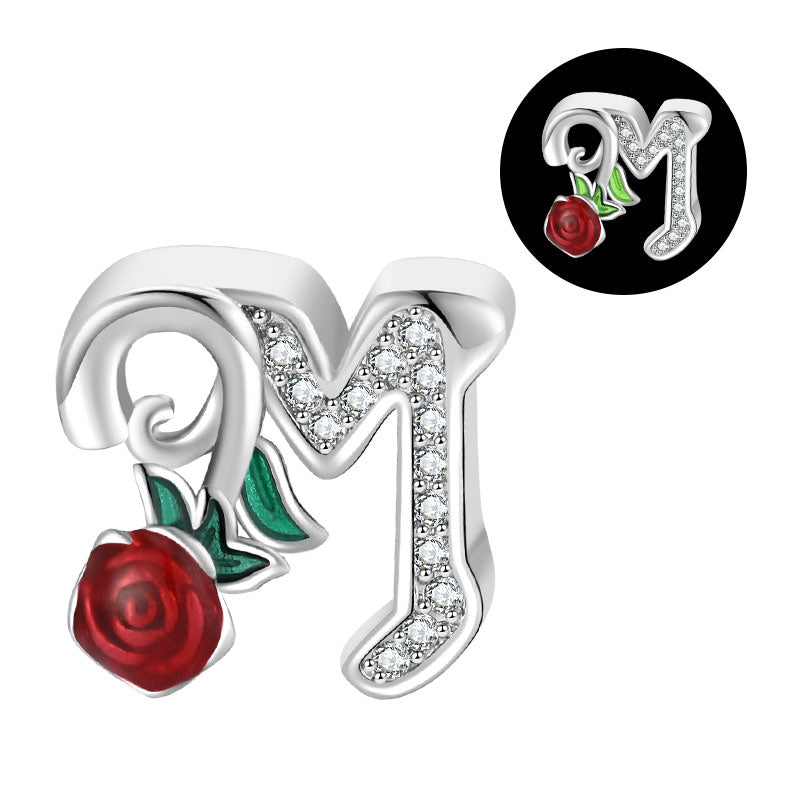 Luminous Rose Letter M Charm