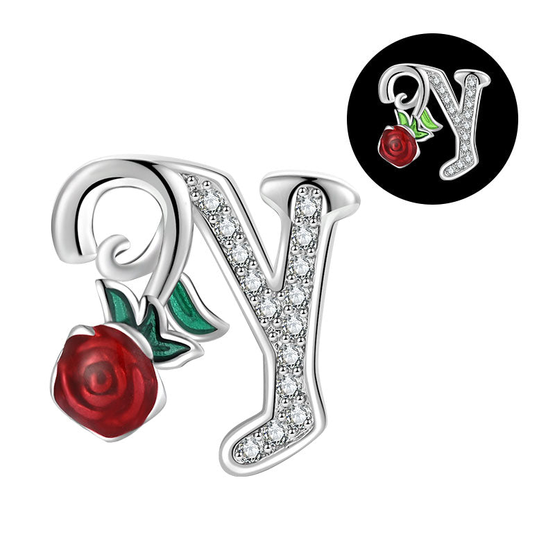 Luminous Rose Letter N Charm