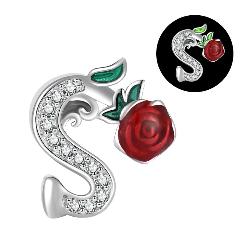 Luminous Rose Letter S Charm