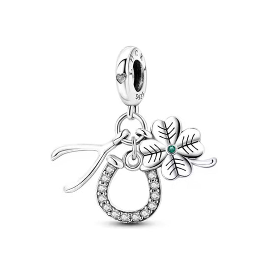 Four-Leaf Clover and U-Shaped Buckle Charm