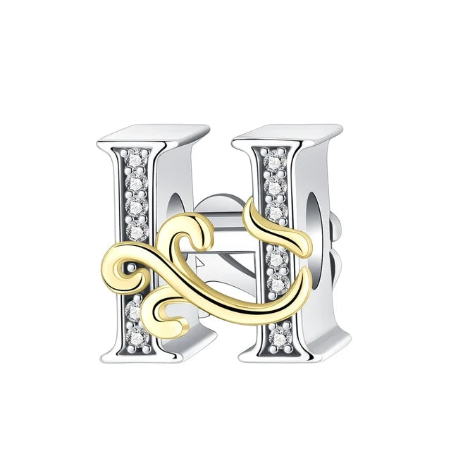 Gold Edge Letter H Charm