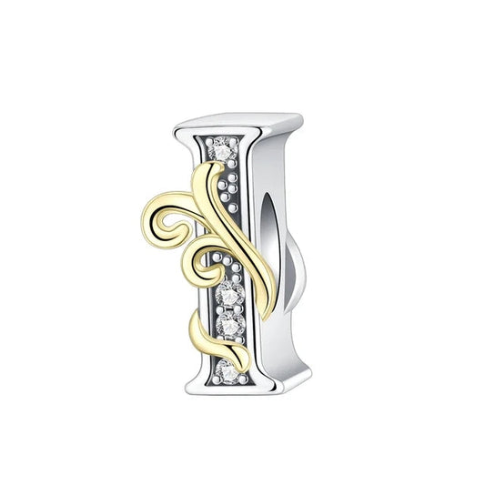 Gold Edge Letter I Charm