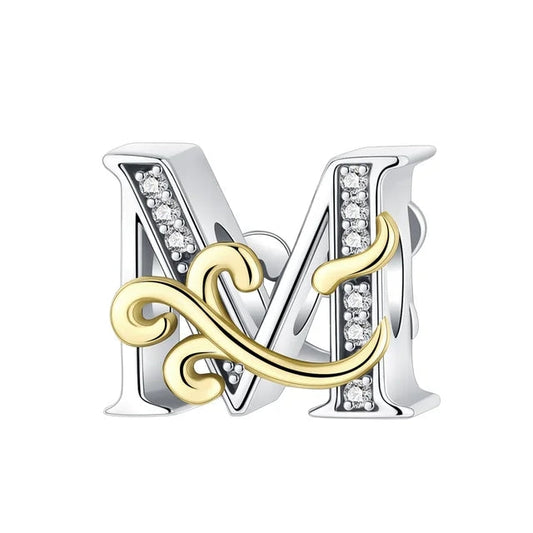 Gold Edge Letter M Charm