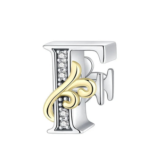 Gold Edge Letter F Charm