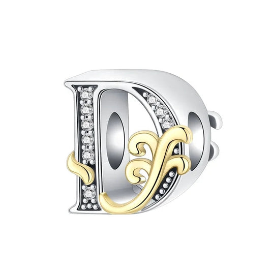 Gold Edge Letter D Charm