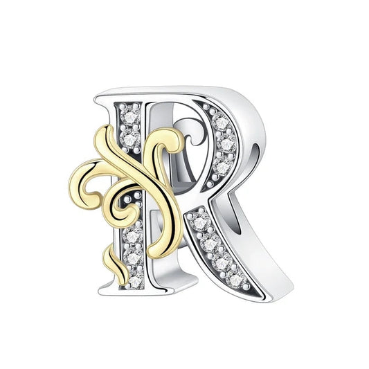 Gold Edge Letter R Charm