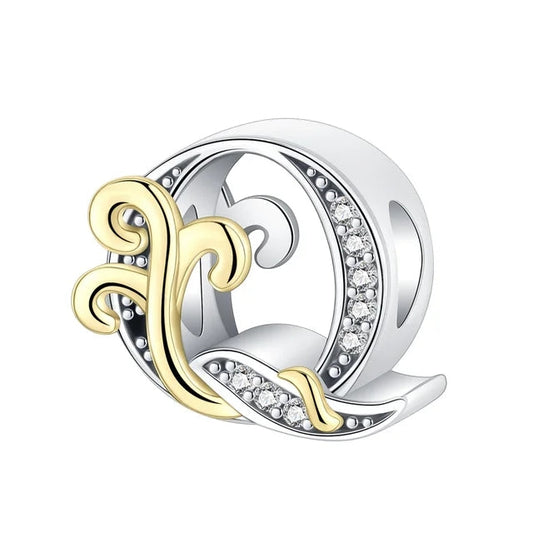 Gold Edge Letter Q Charm