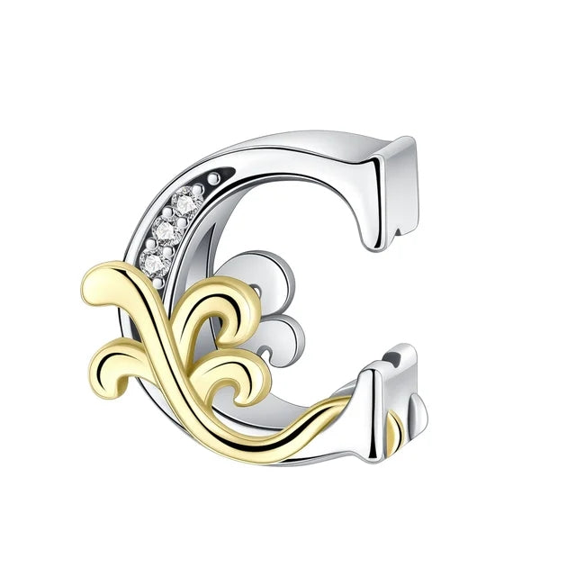 Gold Edge Letter C Charm