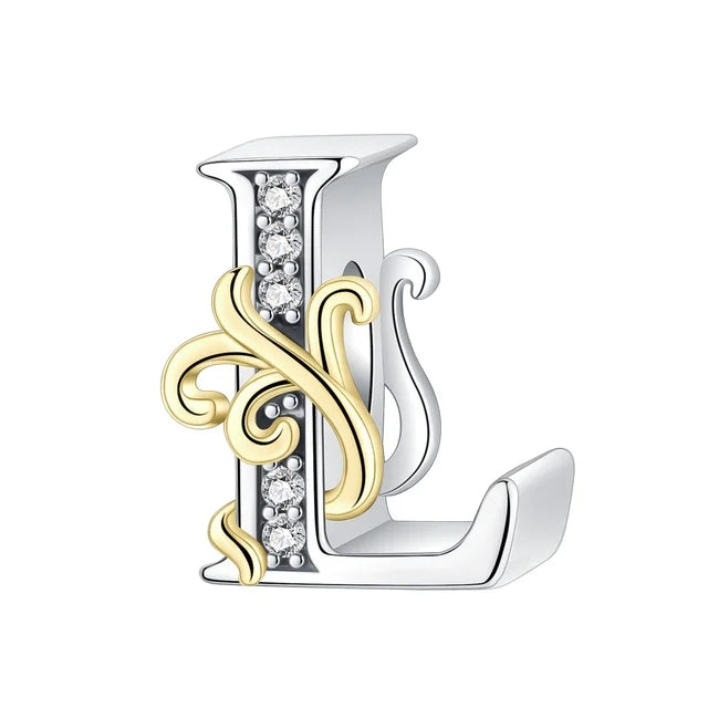 Gold Edge Letter L Charm