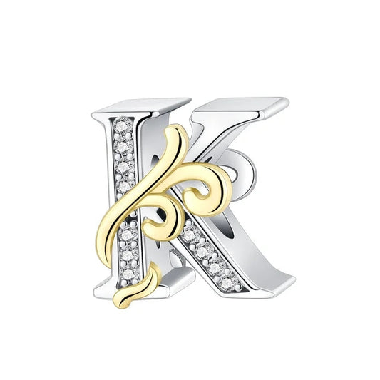 Gold Edge Letter K Charm