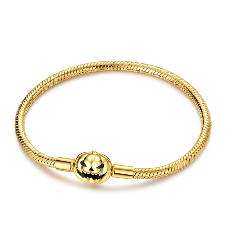 Gold Luminous Pumpkin Snake Chain Bracelet