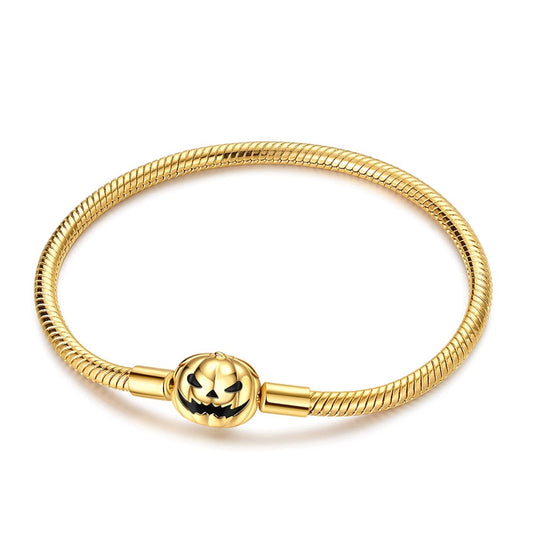 Gold Luminous Pumpkin Snake Chain Bracelet