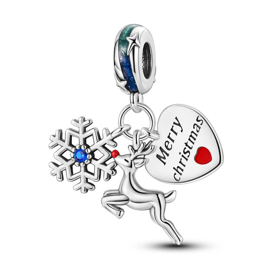 Christmas Elk Message Plate Charm