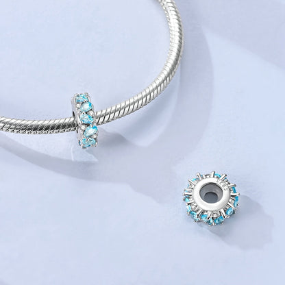 Ocean Blue Teardrop Zircon Silicone Stopper Spacer Bead