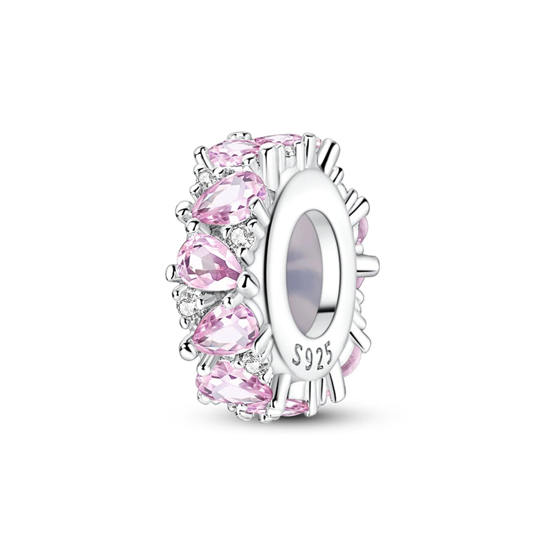 Pink Water Droplet Zircon Rubber Plug Fixing Clip