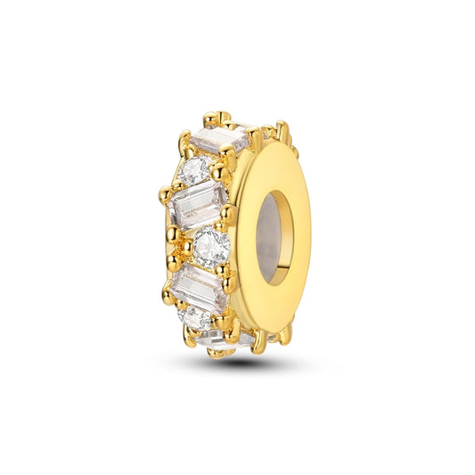 Gold Square Zirconium Rubber Stopper Positioning Charm