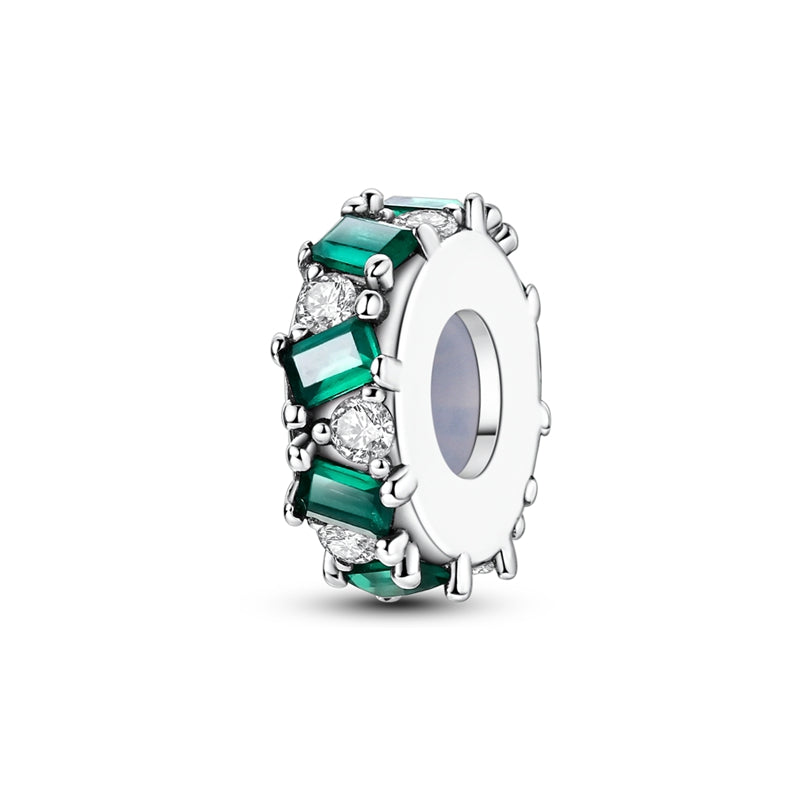 Green Square Zirconium Rubber Stopper Positioning Charm