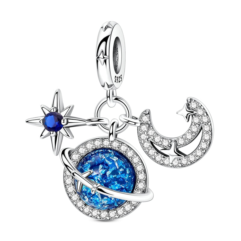 Planet Star and Moon Charm