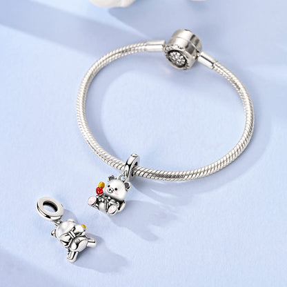 Bear Holding Flower Charm