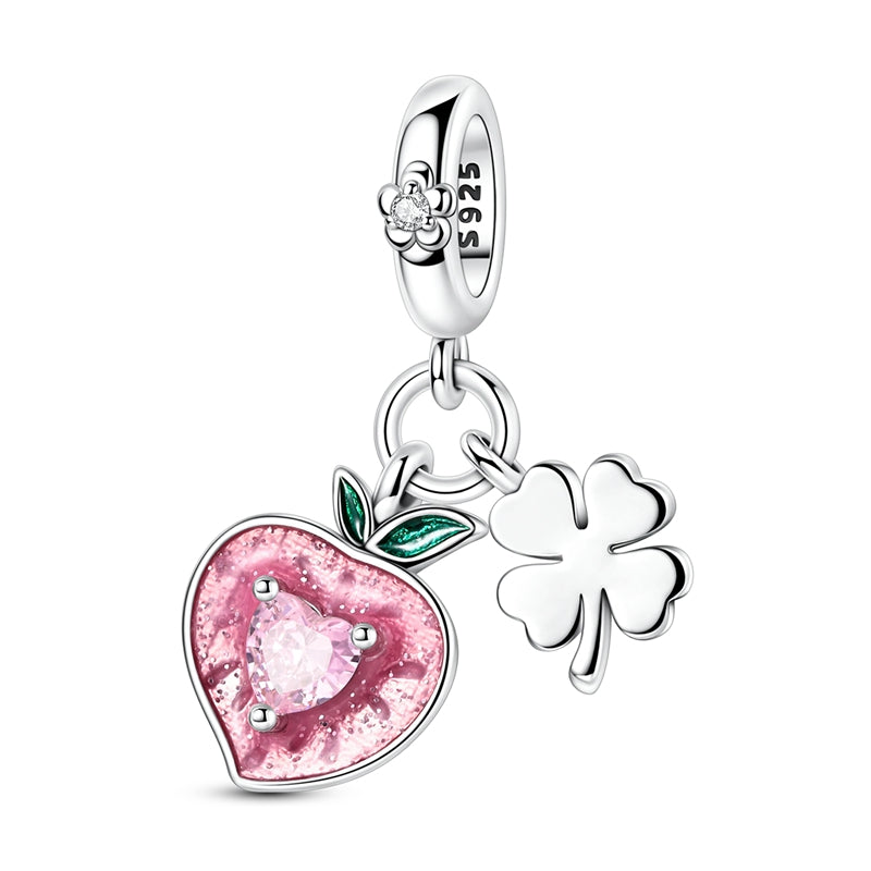 Peach Four-Leaf Clover Charm